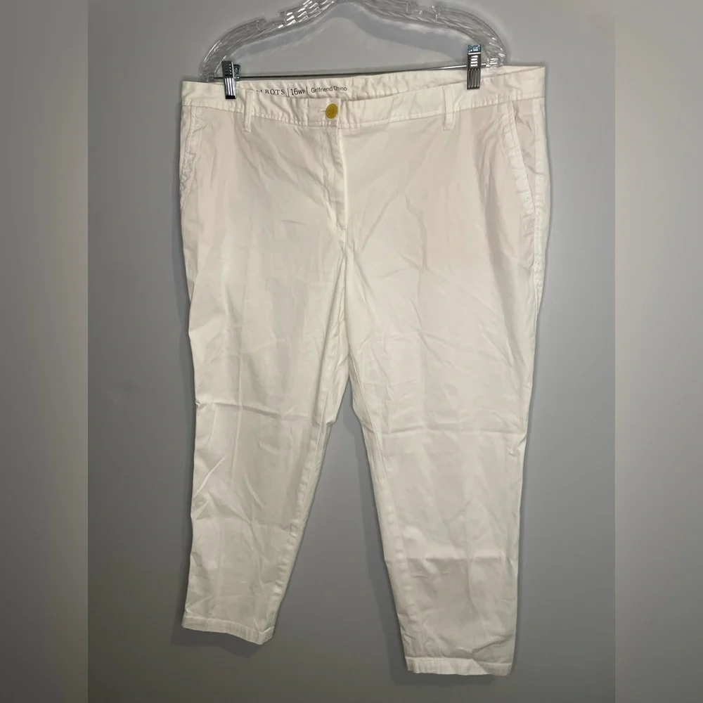 Talbots Women’s White Pants 16WP Girlfriend Chino Ankle Straight Leg Petite EUC